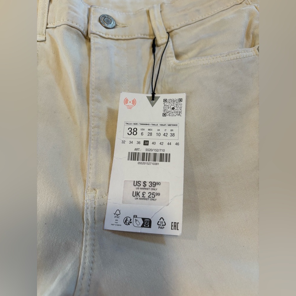 Zara Sculpt Ankle Skinny Jeans NWT size 6 (38) Light Cream / Beige - Picture 6 of 8